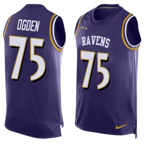 Nike Ravens #75 Jonathan Ogden Purple Team Color Men's Stitched NFL Limited Tank Top Jersey - Click Image to Close